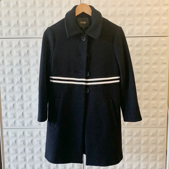Maje wool coat (Navy) - Picture 1 of 4